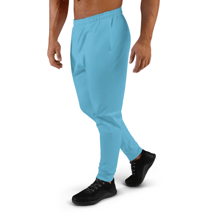 Plain Medium Light Blue Light Summer Recycled Polyester Premium Men's Joggers by Treasure Pie product image (2)