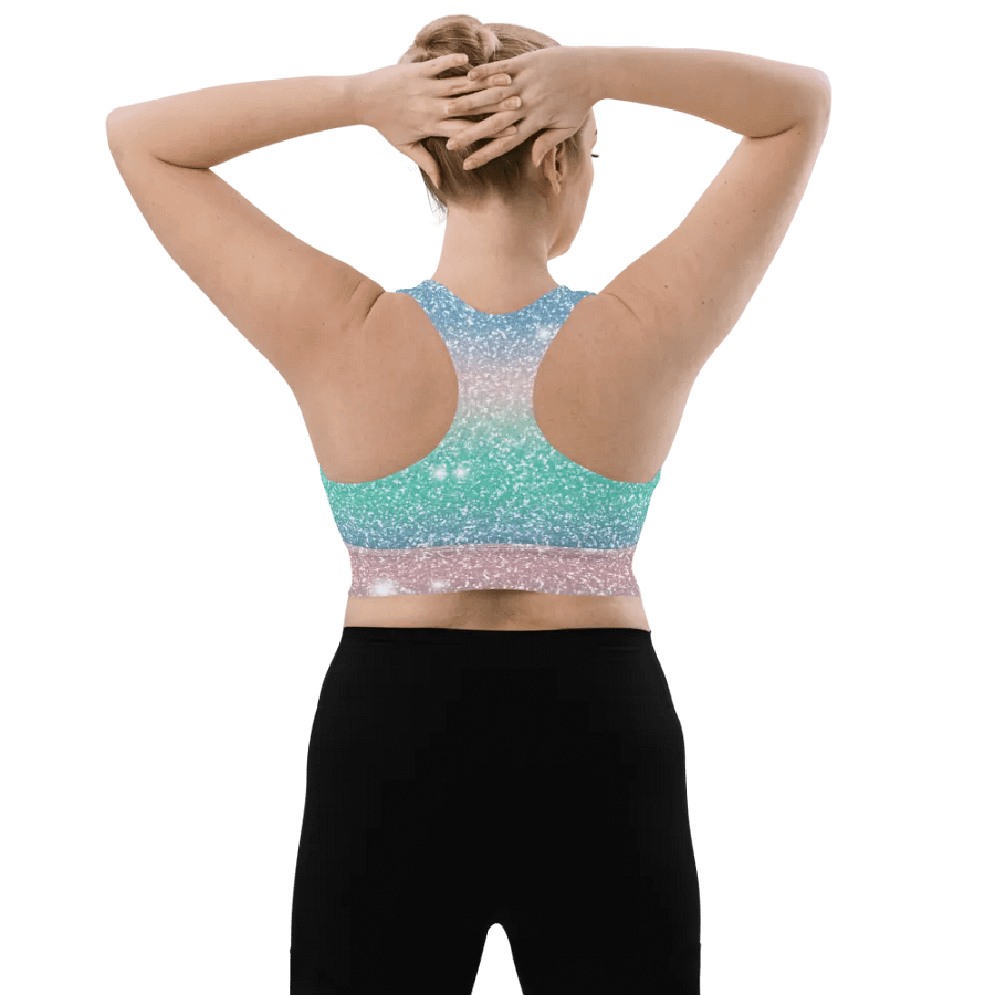 Glitter Unicorn Texture Design Longline Sports Bra - 4 product image (7)