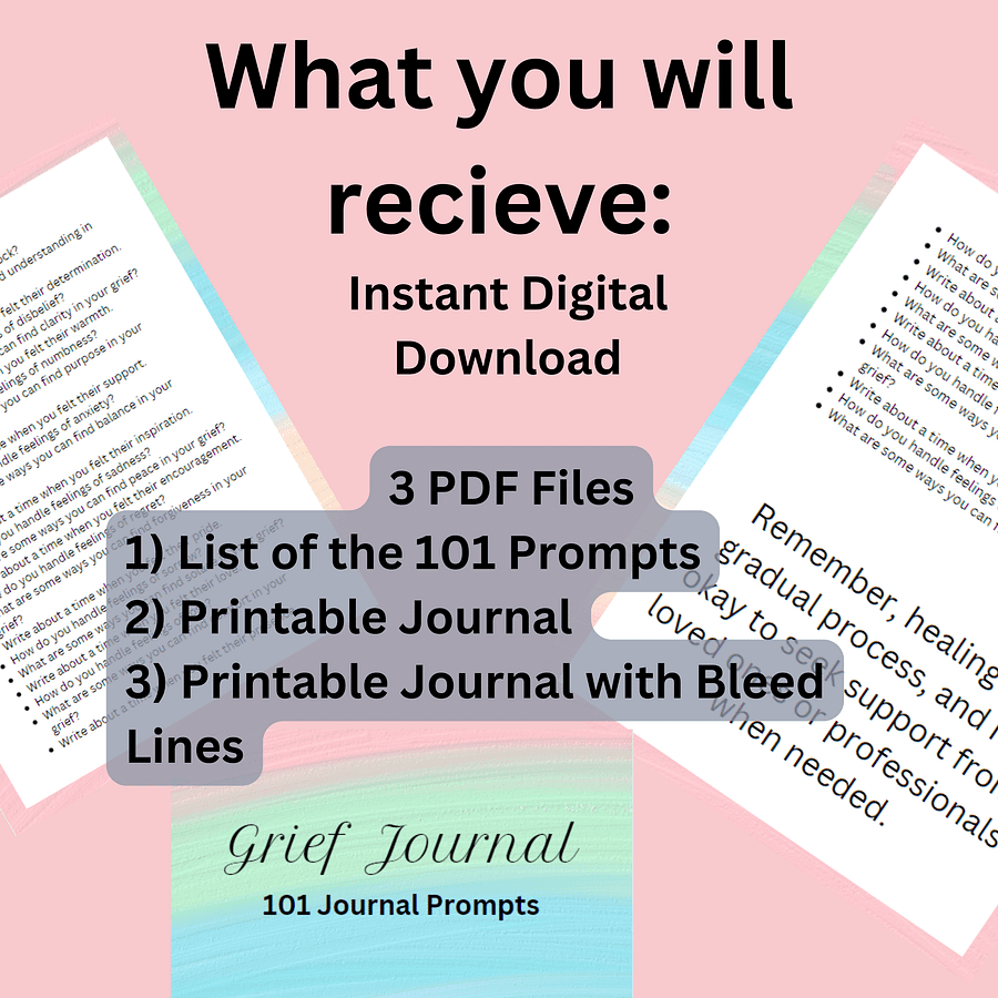 Grief Journal Prompts- 101 Journal Prompts to help you grieve product image (2)