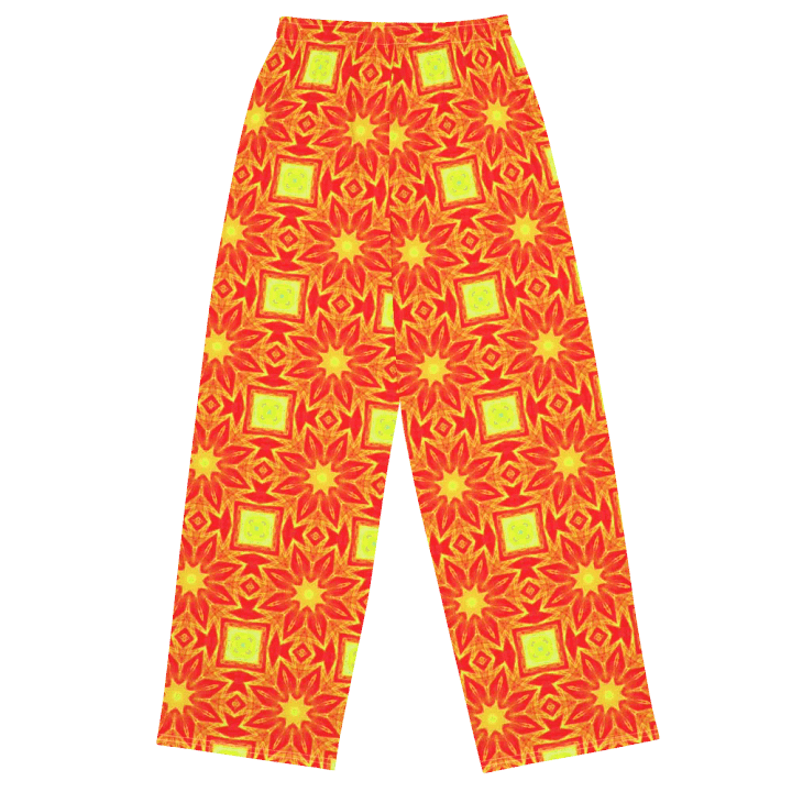 Abstract Repeating Orange Flower Unisex Wide Leg Trousers product image (2)