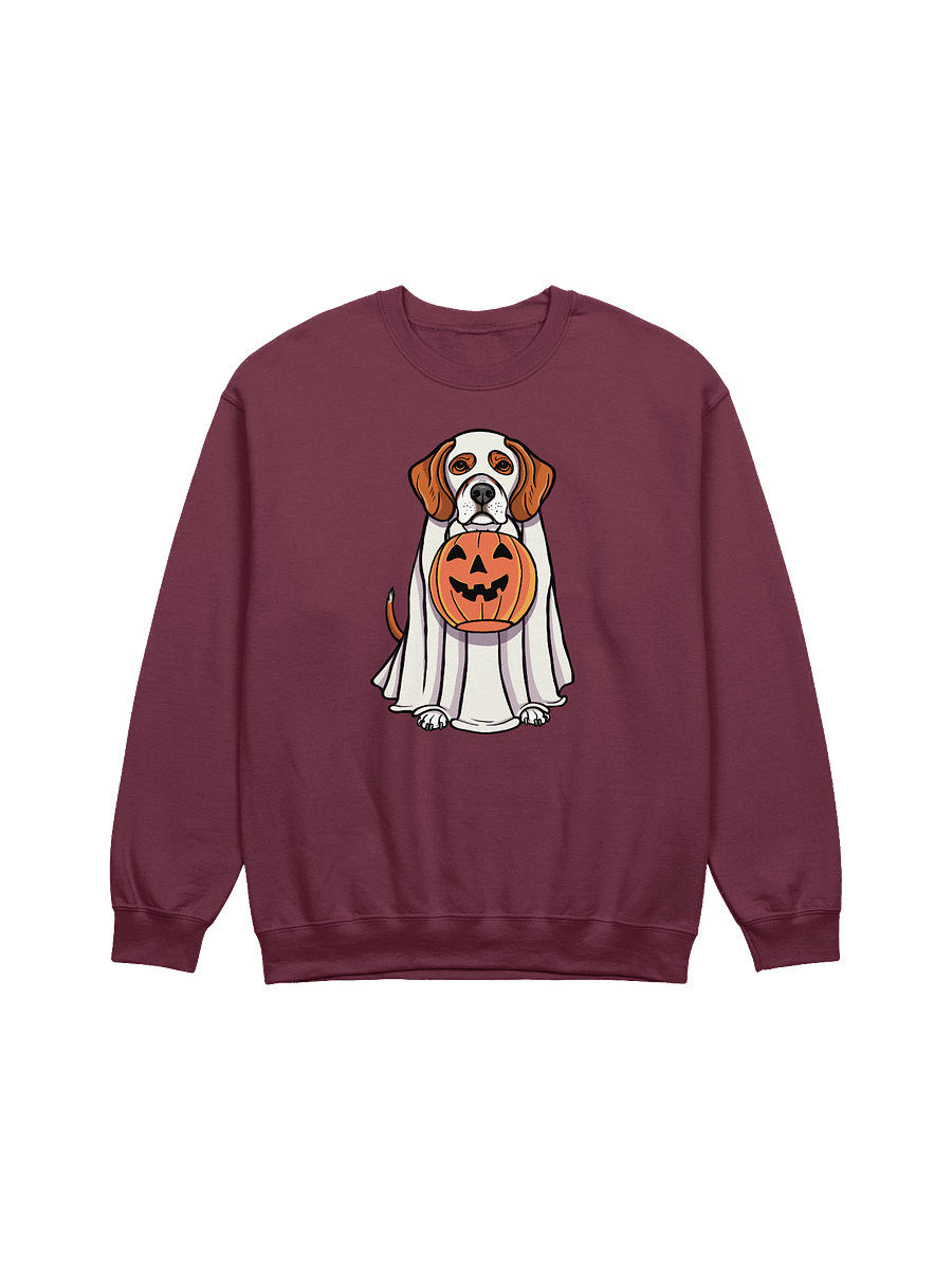 Funny Halloween Beagle Sweatshirt | Funny Beagle Wearing a Ghost Costume and Holding a Pumpkin Basket product image (12)