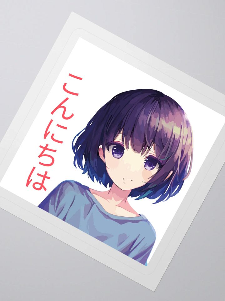 Cute Anime Girl Sticker - Japanese Konnichiwa Aesthetic Waterproof Decal product image (6)