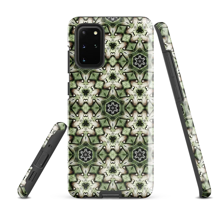 Tough Phone Case for Samsung® - Green and Beige Hex Geometric Pattern product image (2)