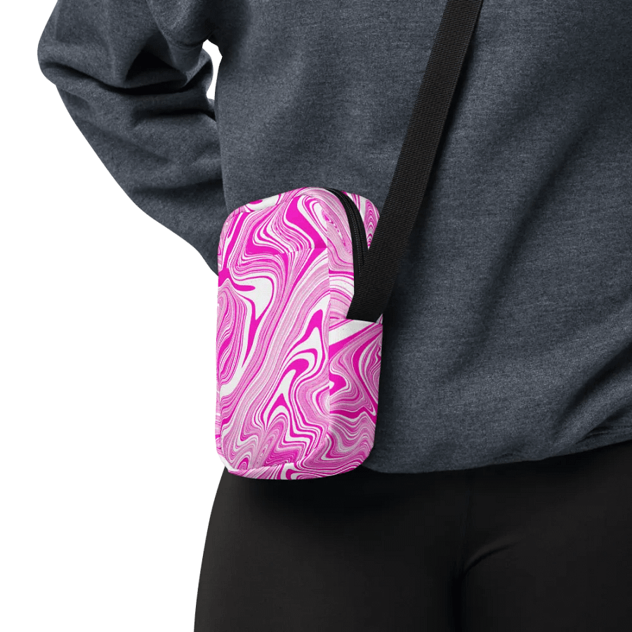 Utility Crossbody Bag - Pink and White Liquid Swirls product image (10)