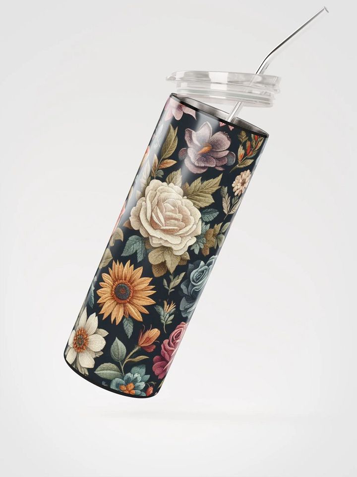 Floral Embroidered Stainless Steel Tumbler - Sustainable Elegance product image (2)