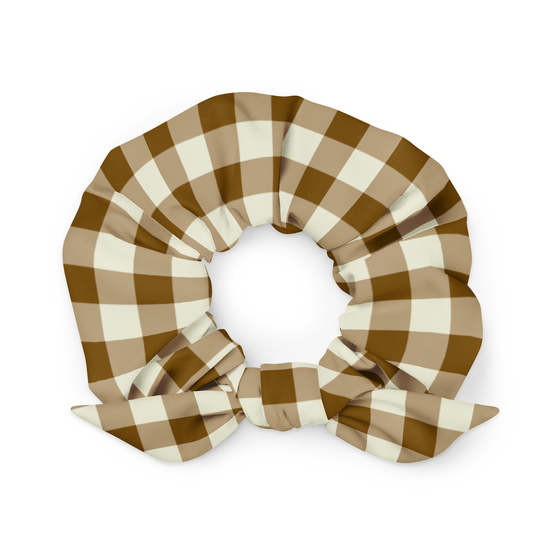 Brown & Cream Gingham Scrunchie product image (1)