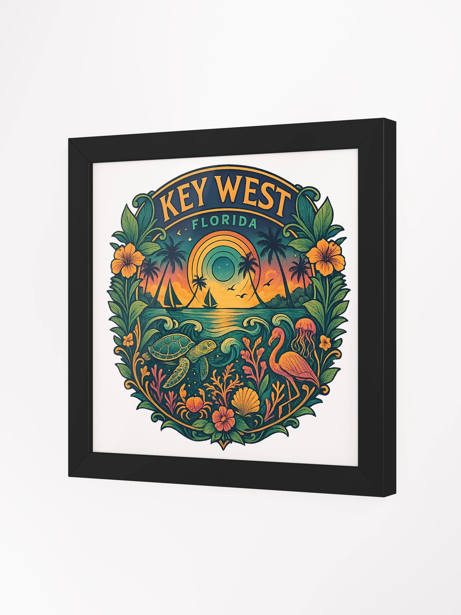 Key West Framed Poster with Tropical Ocean Scene product image (2)