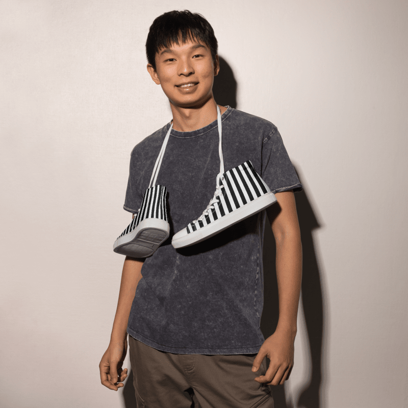 Men's Black And White Striped High Tops product image (4)