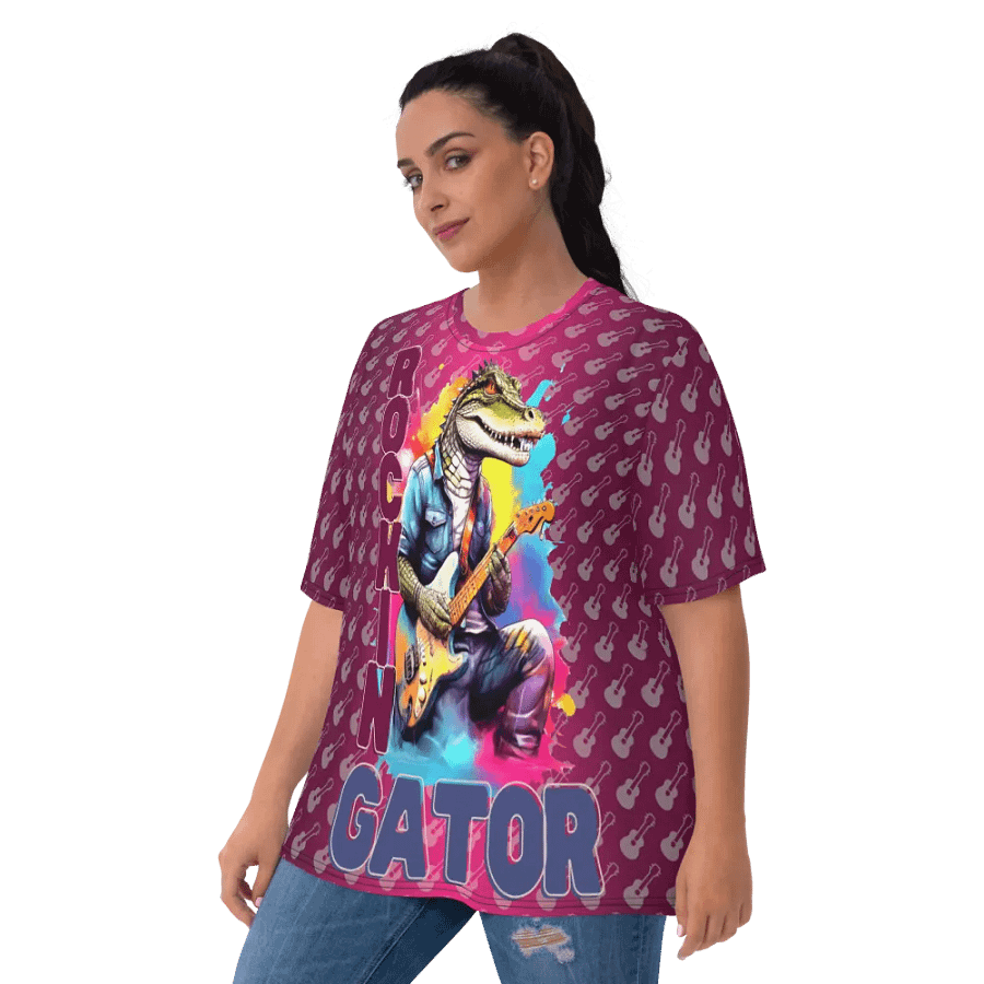 Rockin Gator Alligator Playing Guitar All Over Print T-shirt product image (10)