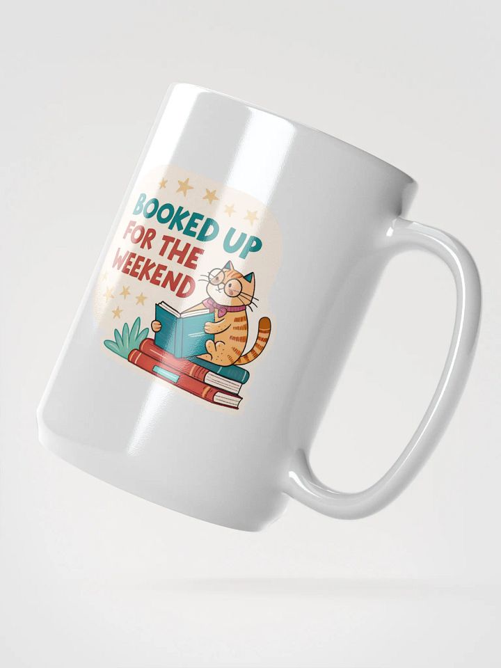 Bookworm Cat White Glossy Mug product image (2)