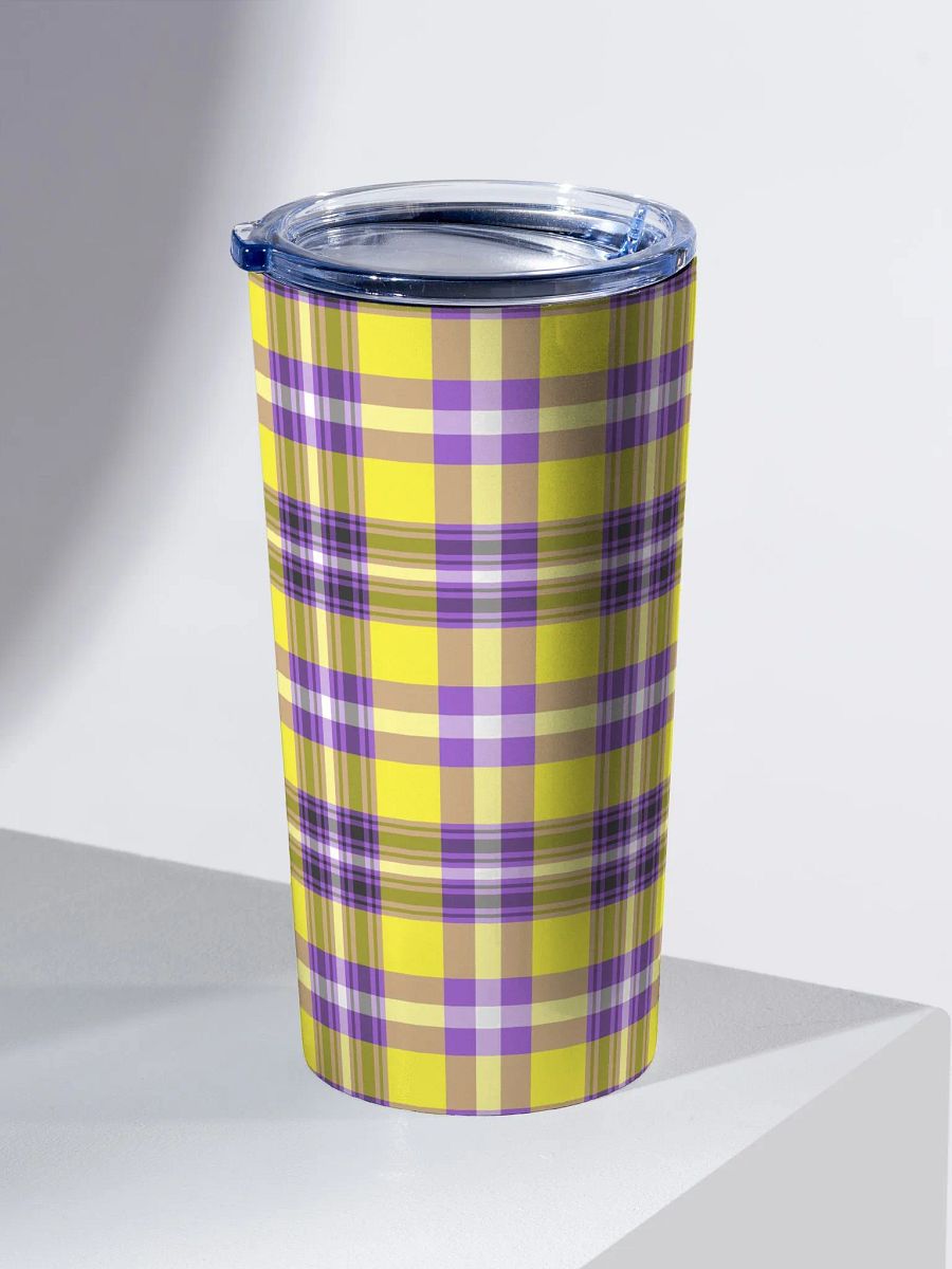 Yellow and Purple Plaid Travel Tumbler product image (1)