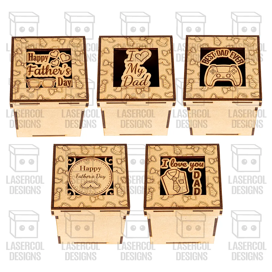Father's Day Gift Boxes Set 2 (3 Sizes, 5 Styles) - Laser Cut Files product image (2)