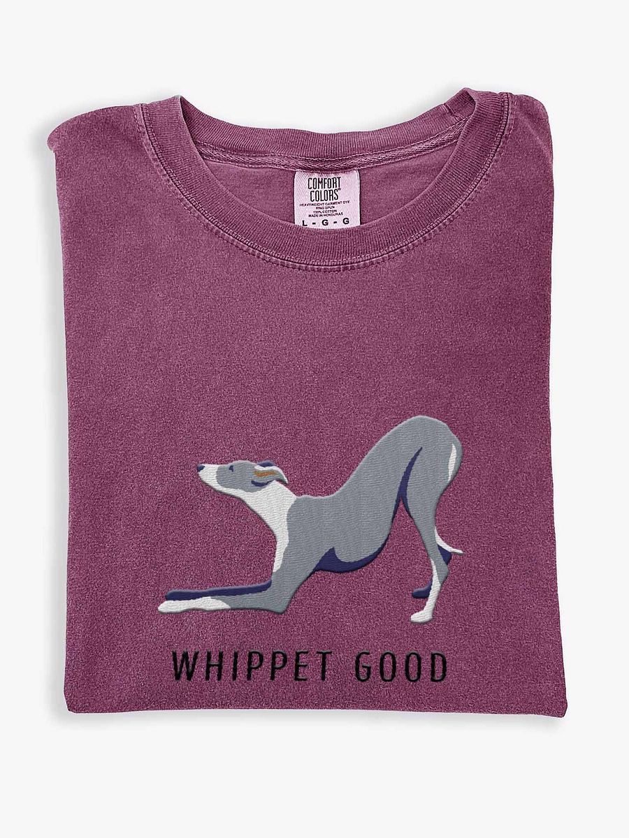 Whippet Good T-Shirt(Embroidered) of a Whippet(Blue & White) product image (1)
