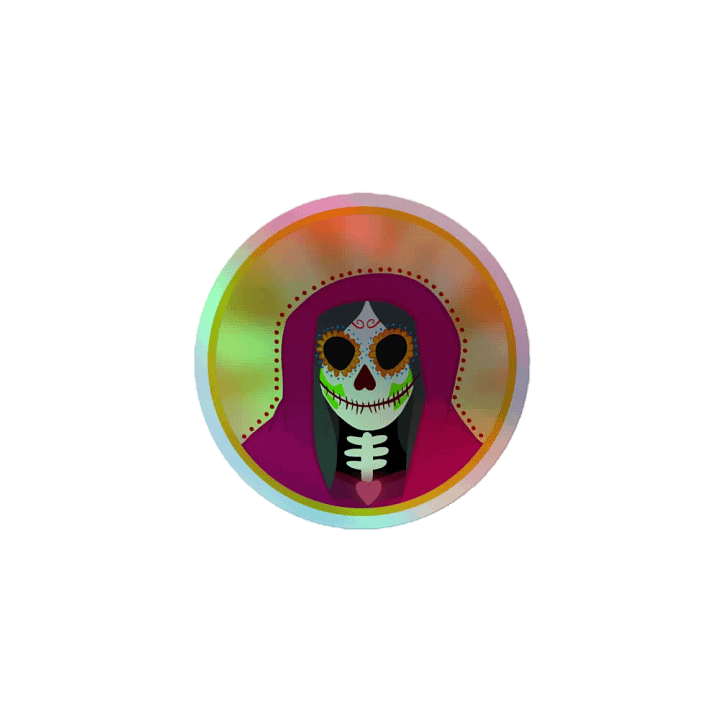 Pink Santa Muerte Holographic Sticker product image (1)