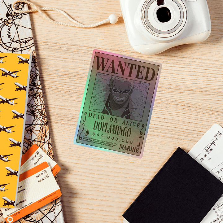 Doflamingo Wanted Poster Holographic Sticker Set product image (1)