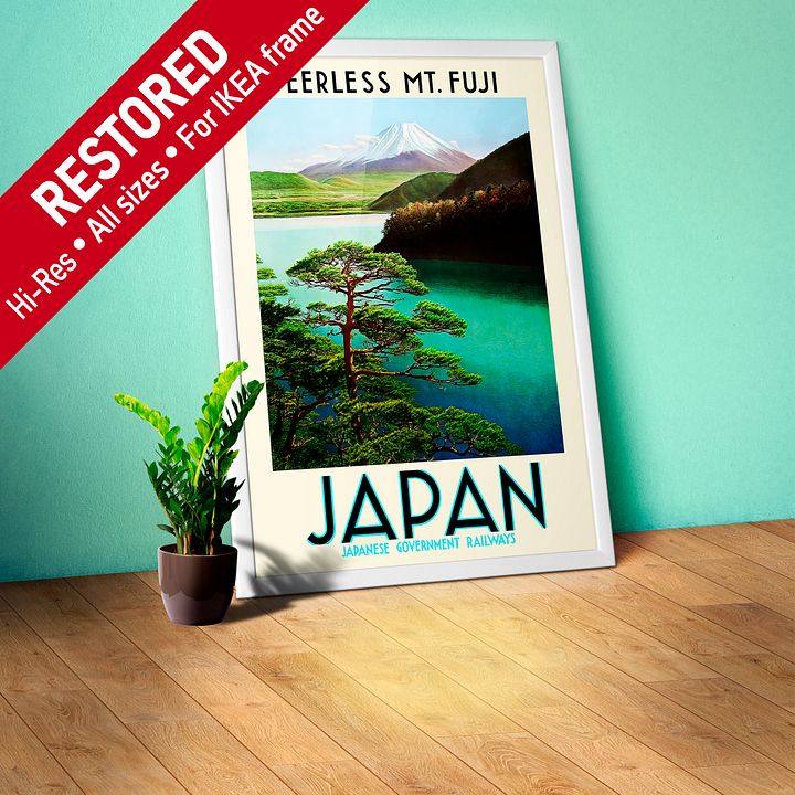 Japan Travel Poster: Peerless Mt. Fuji, 1930s — retro vintage travel poster product image (1)