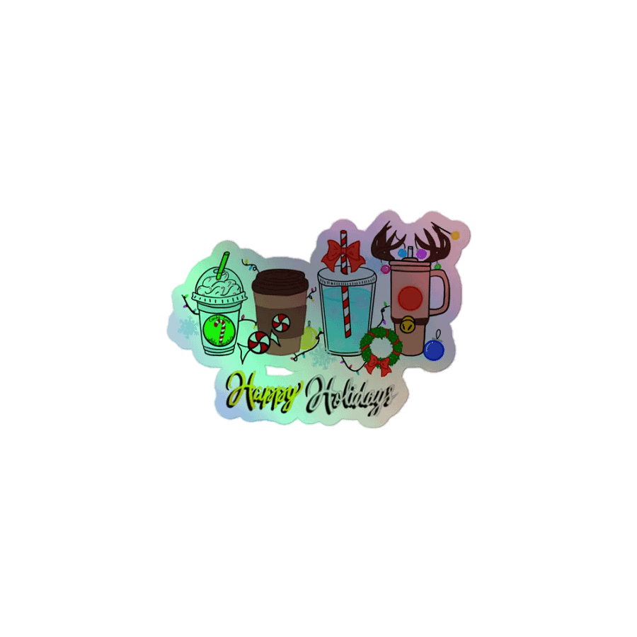 Festive Holiday Drink Holographic Sticker Set product image (1)