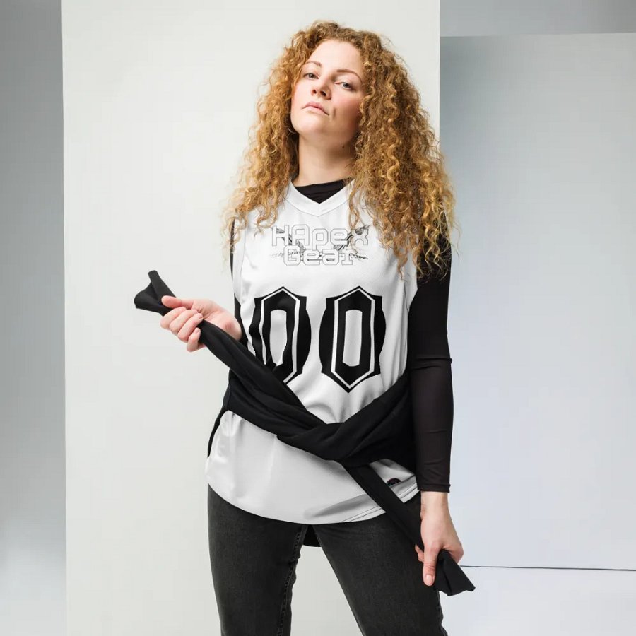 Capital EISKO - White - Recycled Unisex Basketball Jersey - White HApex Gear Black Logo product image (6)