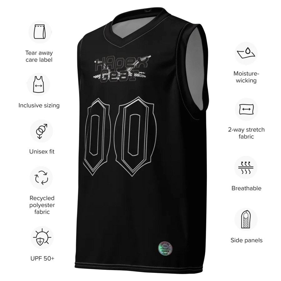 Recycled Unisex Basketball Jersey - Black - Black HApex Gear Black Logo product image (7)