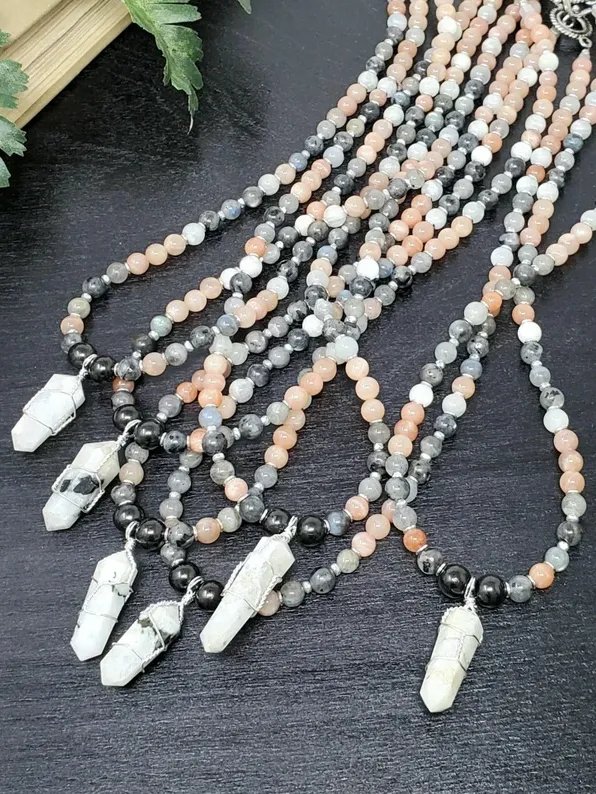 Inner Light Necklace – Moonstone, Sunstone, Labradorite & Shungite for Shadow Work, Clarity & Grounding product image (1)