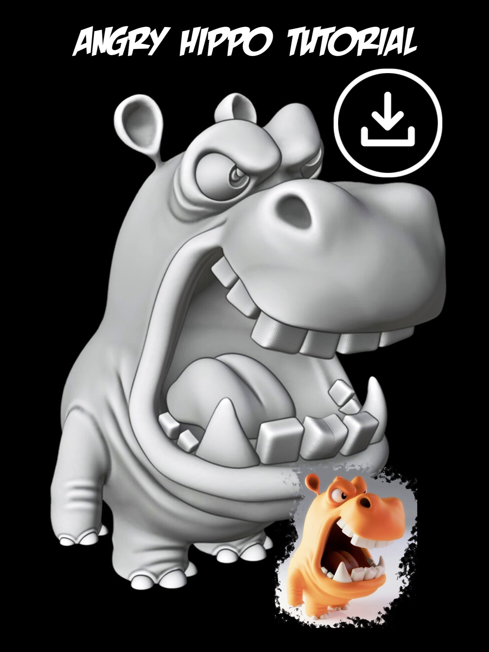Angry Hippo - Sculpting in zBrush Step by Step product image (1)