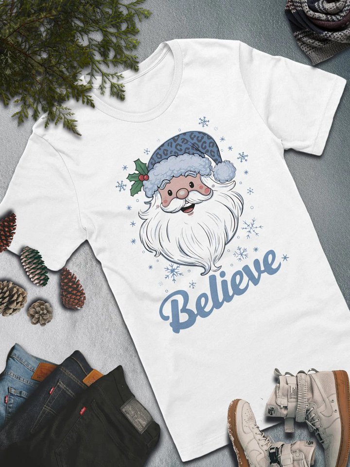 Believe Santa T-Shirt – Fun and Festive Holiday Spirit product image (1)