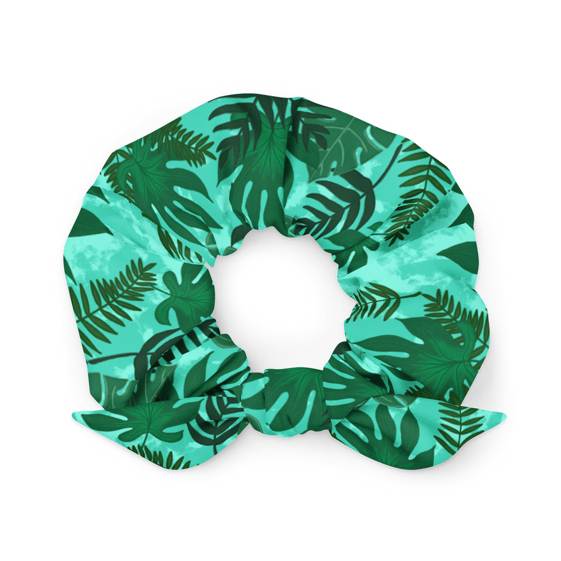 Jungle Leaves Pattern-Aqua Background Scrunchie product image (2)
