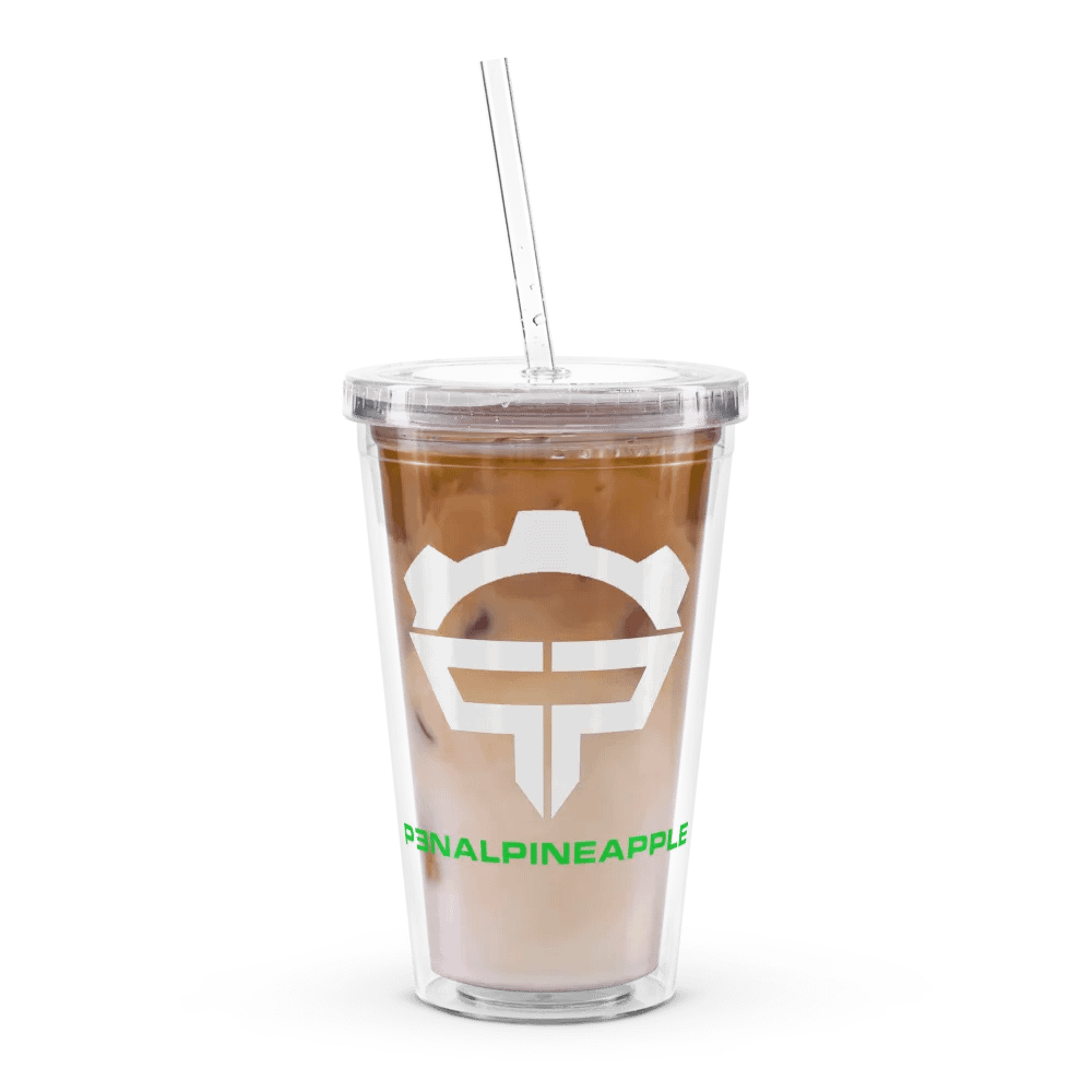 P3nAlPineapple - White Logo Double Wall Clear Plastic Tumble (16oz) product image (8)