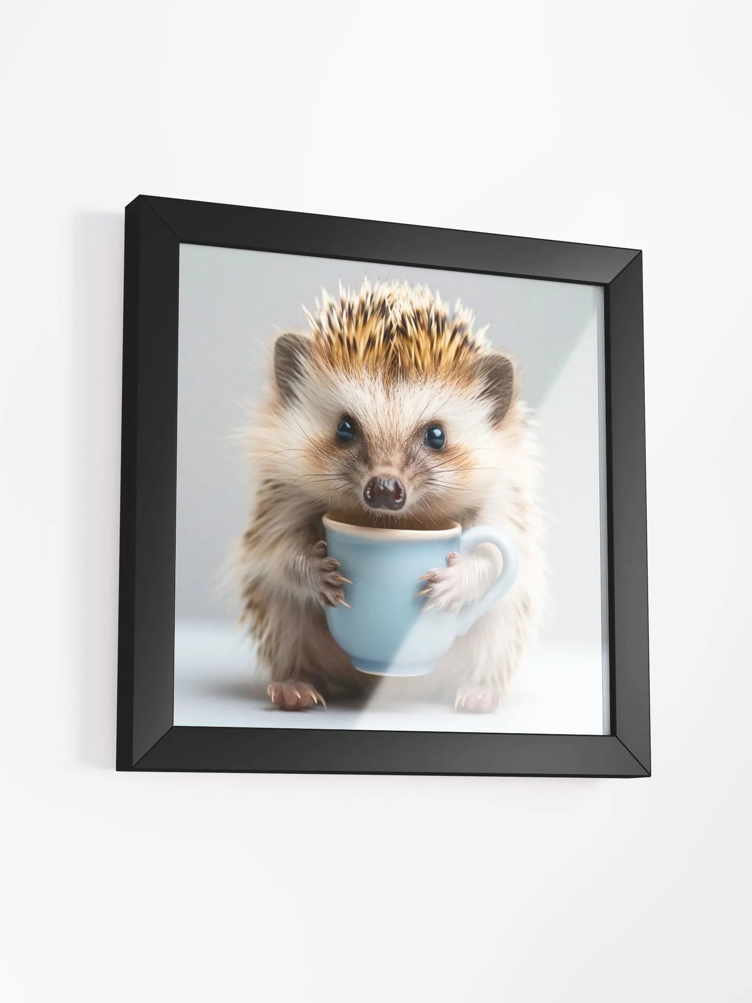 Cute Coffee Lover Baby Hedgehog Framed Wall Art product image (10)