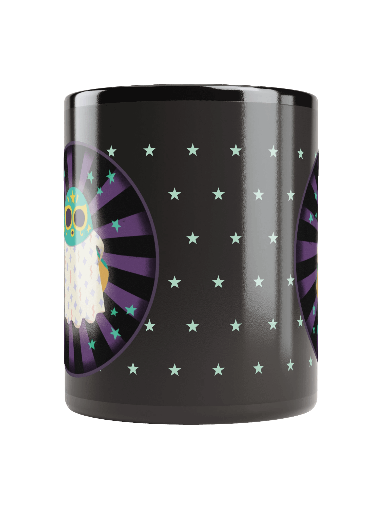 Little Ghost Luchador - Black Ceramic Mug product image (2)