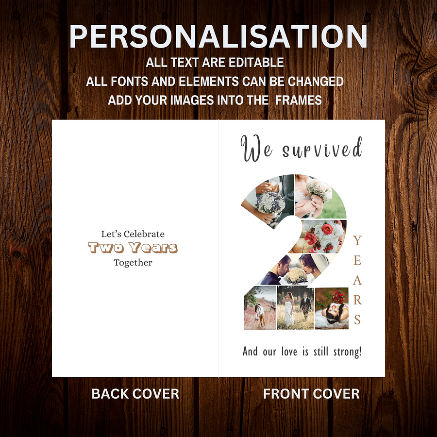 2 Year Anniversary Photo Card Editable Canva Template product image (6)