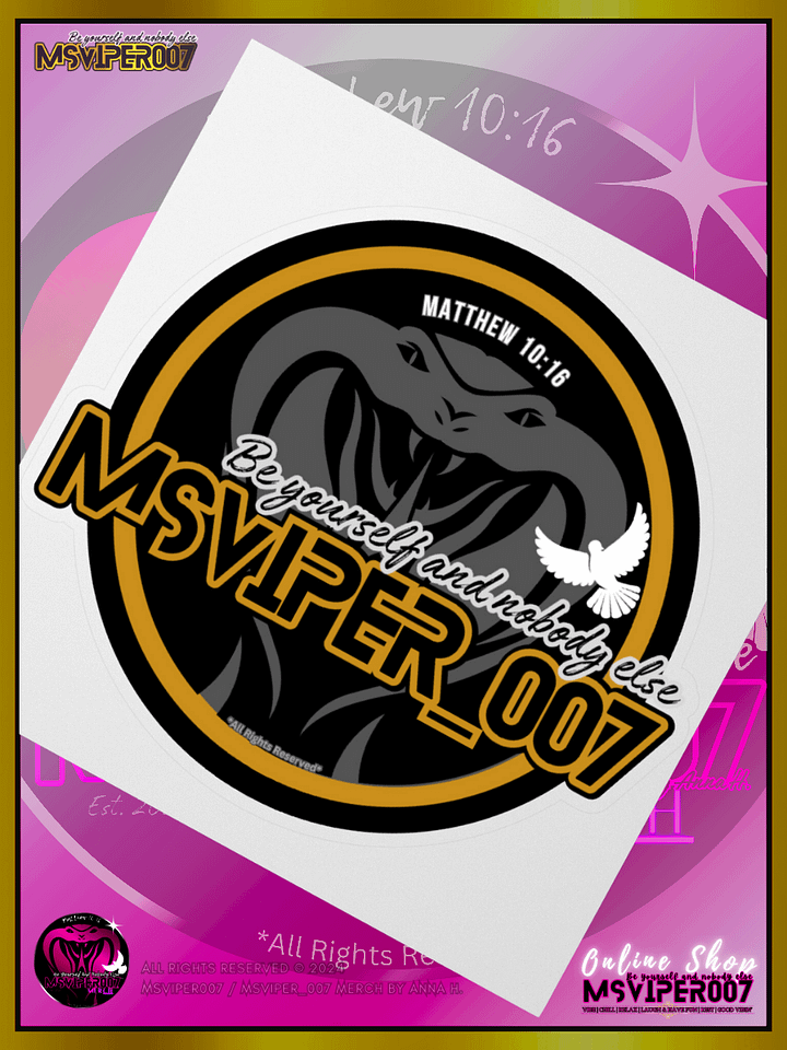 Sticker - "MsViper_007™ Brand Classic" [yllw-gld/blk emblem] Support&Sport Kiss cut Stickers By Anna H. product image (2)