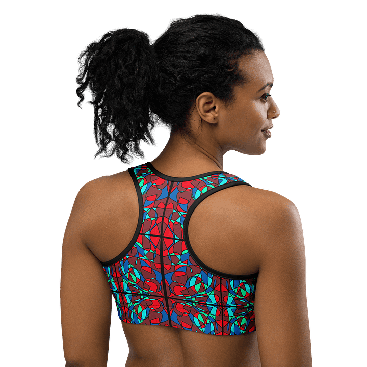 Red Stained Glass – Vibrant Red Pattern Basic Sports Bra product image (2)