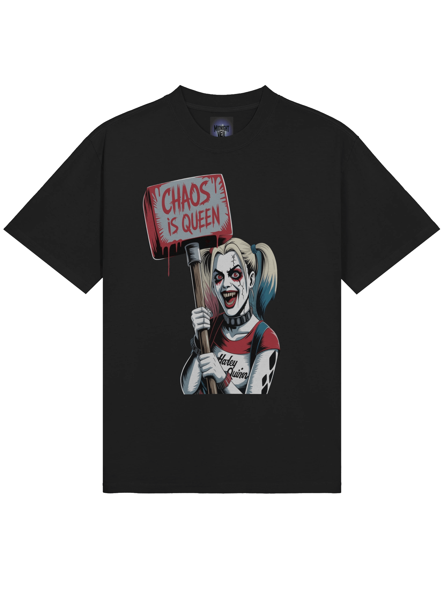 Harley Quinn 'Chaos is Queen' Protest Mallet Oversized Faded T-Shirt product image (5)