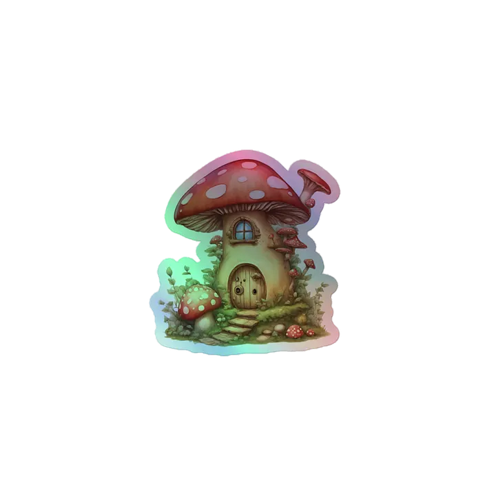 Enchanted Mushroom House Holographic Sticker product image (1)