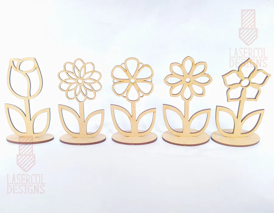 Flowers - Set 4 - (Two Sizes, Five Styles) - Laser Cut Files product image (2)