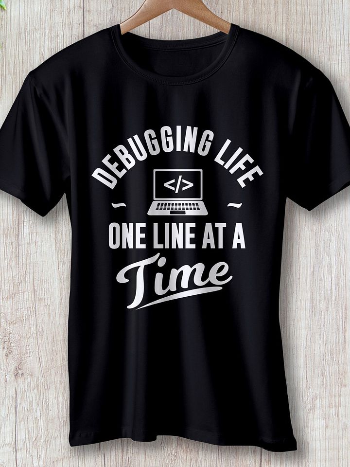 "Debugging Life – One Line at a Time" T-Shirt – Classic Fit product image (1)