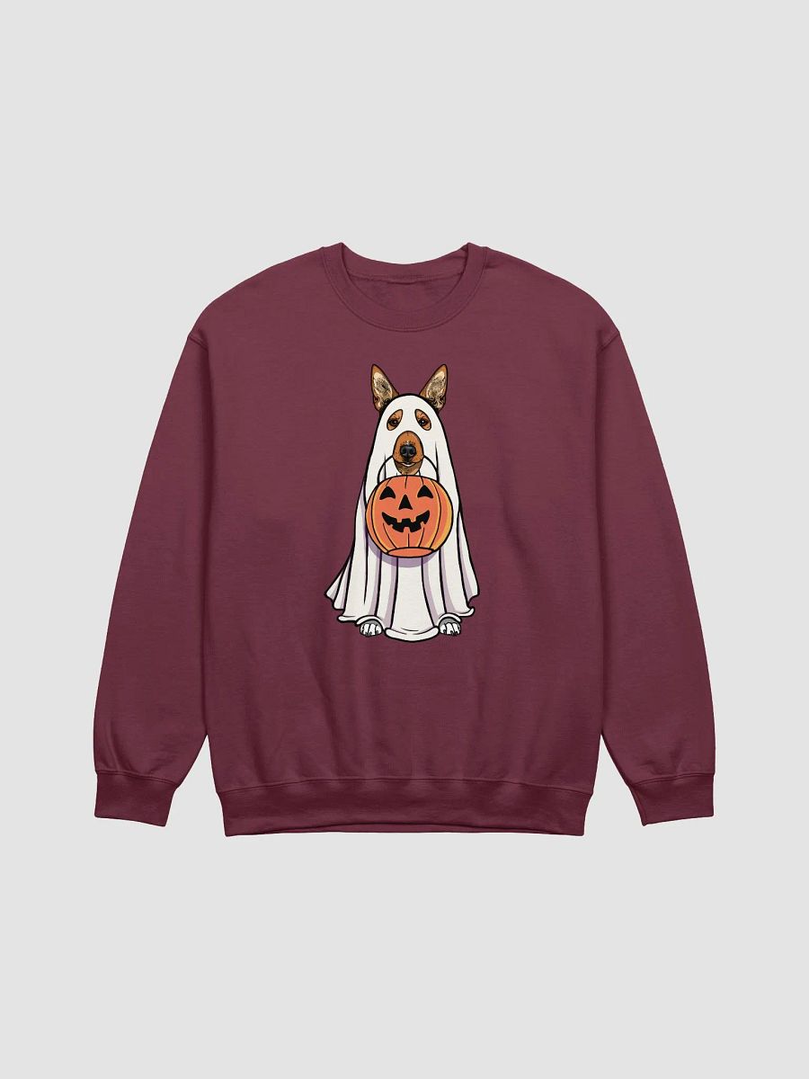 Funny Halloween Basenji Sweatshirt | Funny Basenji Wearing a Ghost Costume and Holding a Pumpkin Basket product image (12)