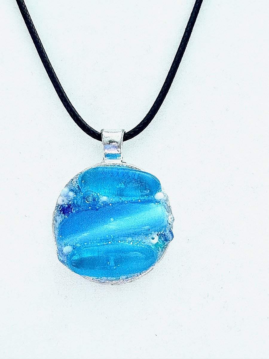 Coastal Calm Horizon Pendant Necklace | Handmade Glass Art Jewelry | Monique Faella Designs™ | MFD-00210 product image (5)