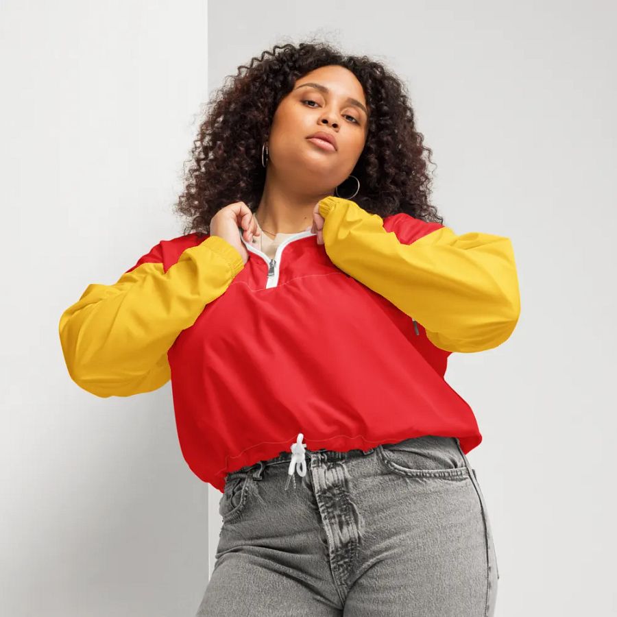 'Caligirl' Red/Yellow Women's Cropped Windbreaker product image (1)