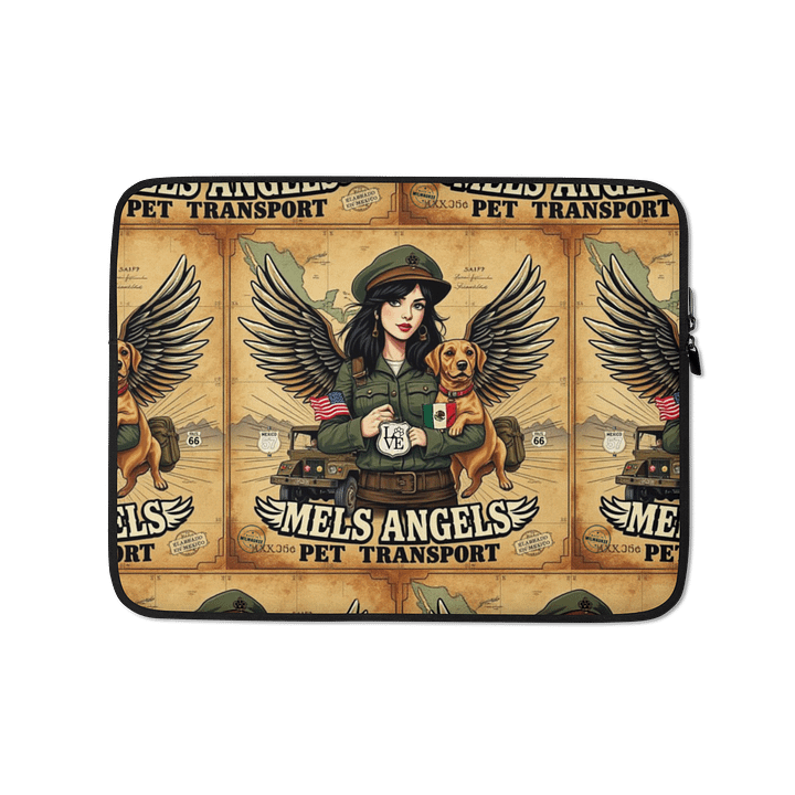Mel’s Angels Laptop Sleeve – Vintage Military Pet Transport Art, Dog Lover Tech Cover, Protective Travel Case product image (2)