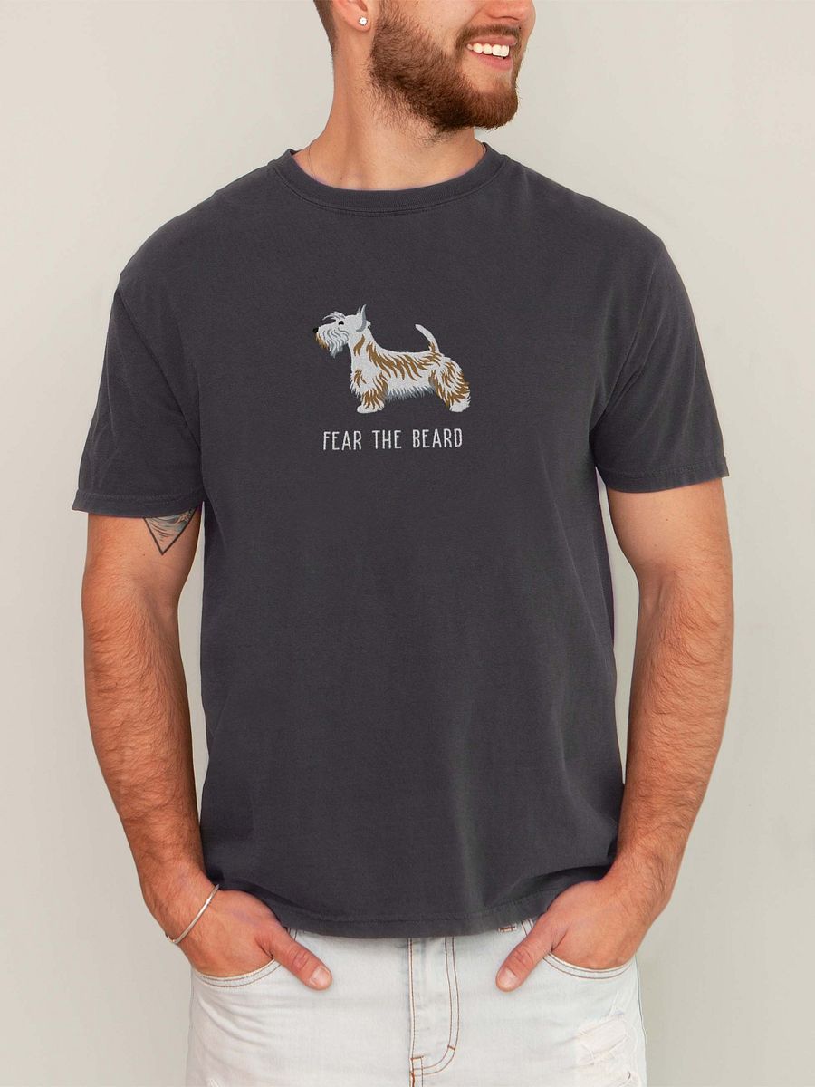Fear the Beard T-Shirt(Embroidered) of a Scottish Terrier(White) product image (2)