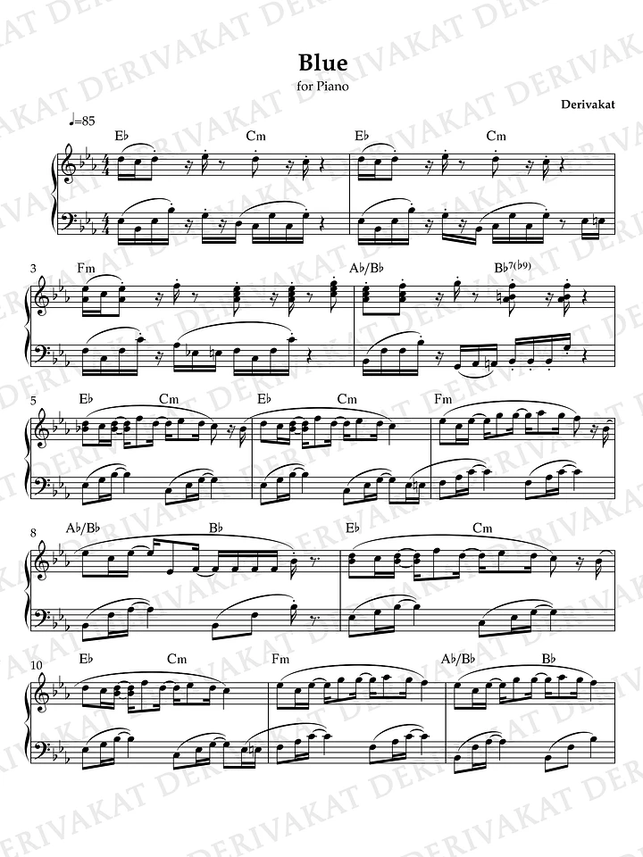 Blue - Sheet Music for Piano product image (1)