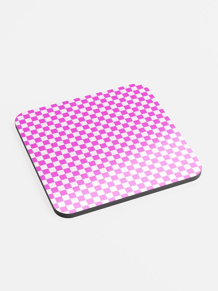 Checkers! Neon Pink and White Checkered Cork Coaster product image (2)
