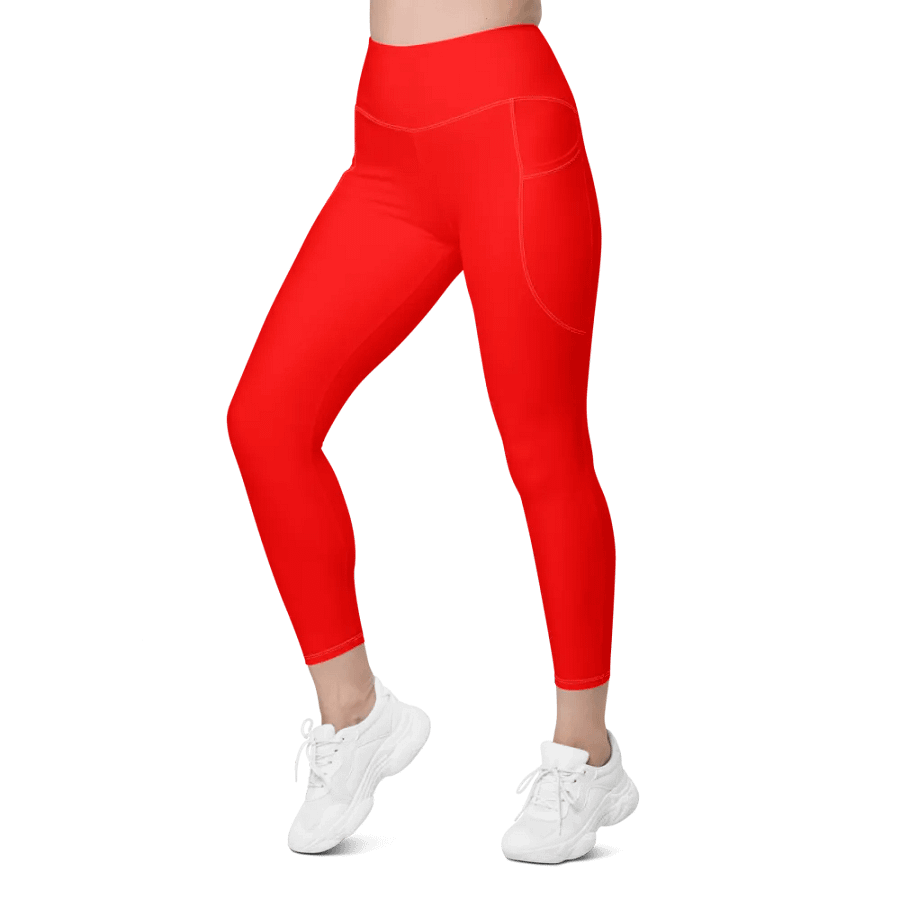 Plain Color Red Leggings with Pockets product image (3)