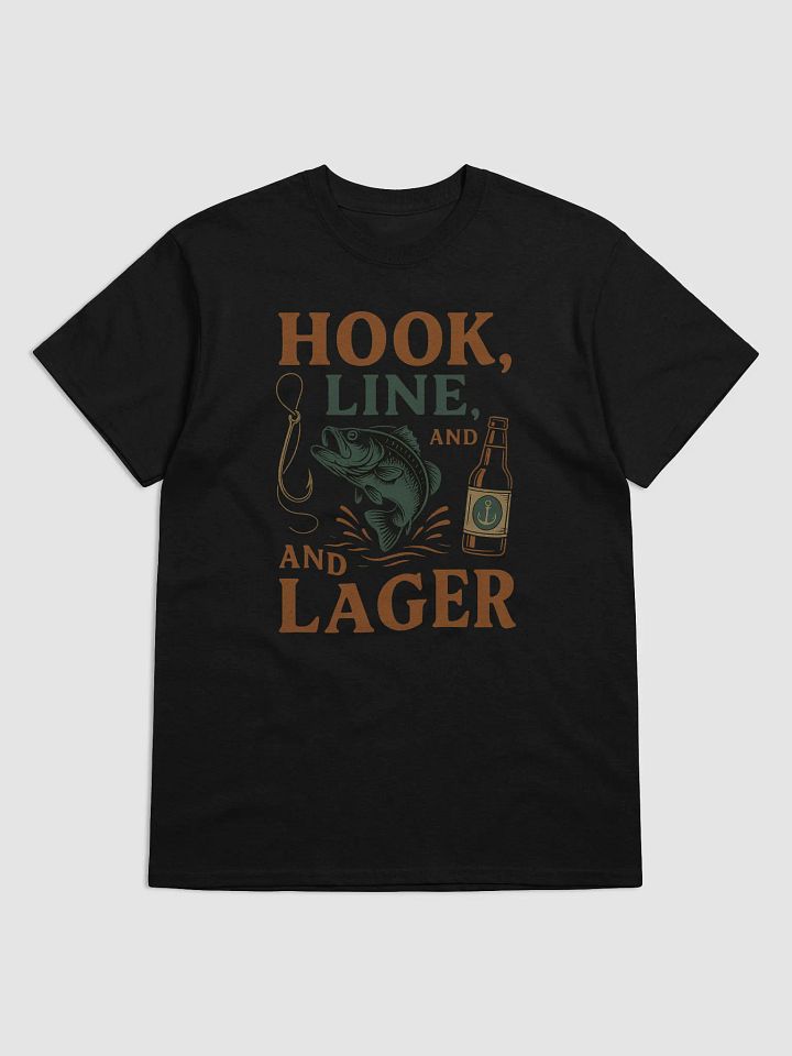 Hook, Line, & Lager T-Shirt – Funny Fishing & Beer Shirt | Vintage Outdoor Design product image (1)