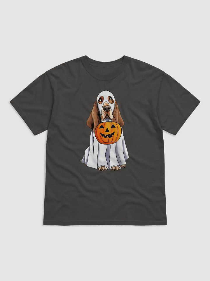 Basset Hound Halloween Tee | Funny Halloween Basset Hound Wearing Ghost Costume with Pumpkin Basket product image (7)