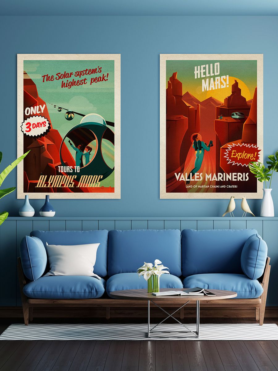 Hello Mars! Valles Marineris — Vintage space poster product image (2)