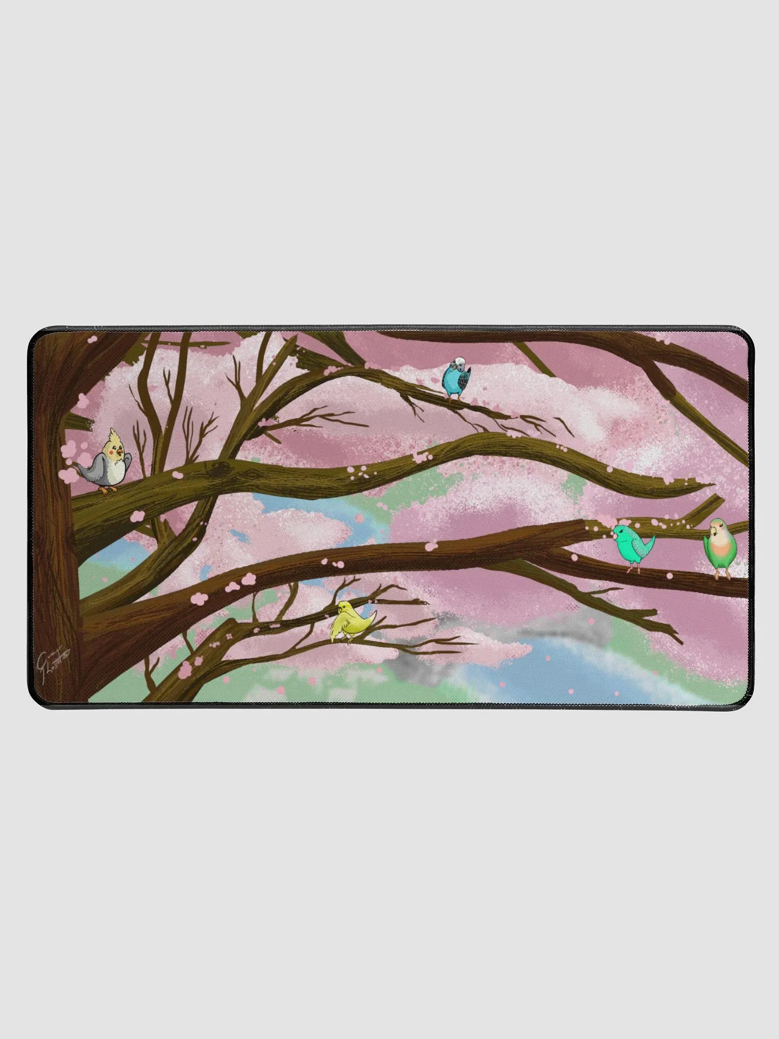 Birdie Blossoms Desk Mat product image (1)