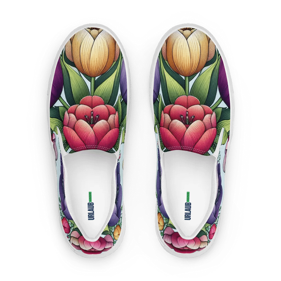 Women's Slip-On Canvas Shoes | KI-Design des Tulpen-Mandala-Motivs product image (2)